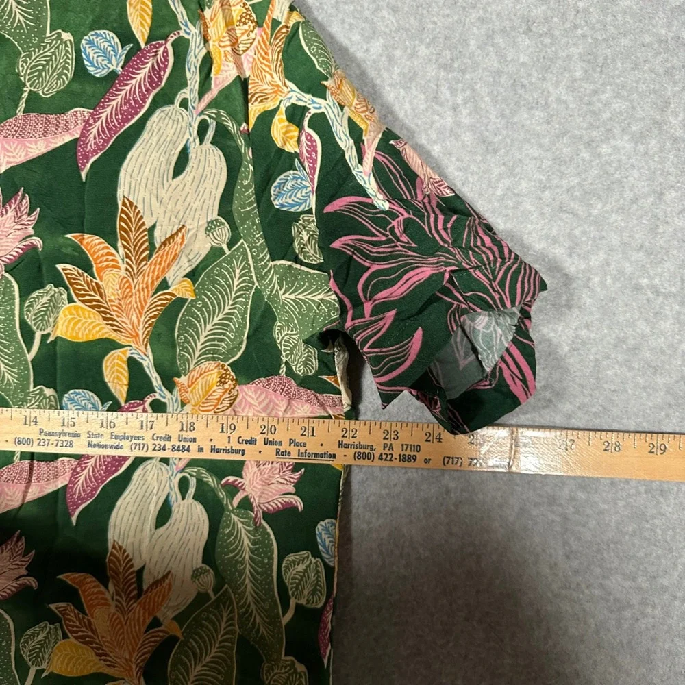 Scotch & Soda Amsterdam Mens XL Tropical Botanical Viscose SS Loop Collar Shirt